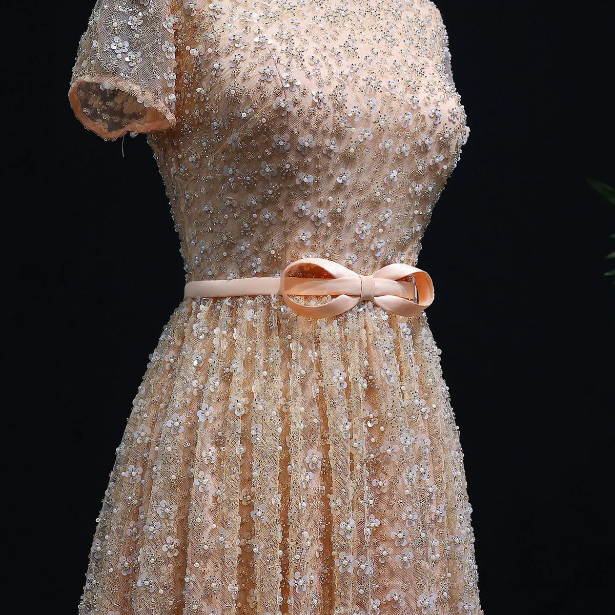Luxury Peach Beaded Evening Dress with 3D flowers SS304 - SHARONSAID Luxury Peach Beaded Evening Dress with 3D flowers SS304 - SHARONSAID