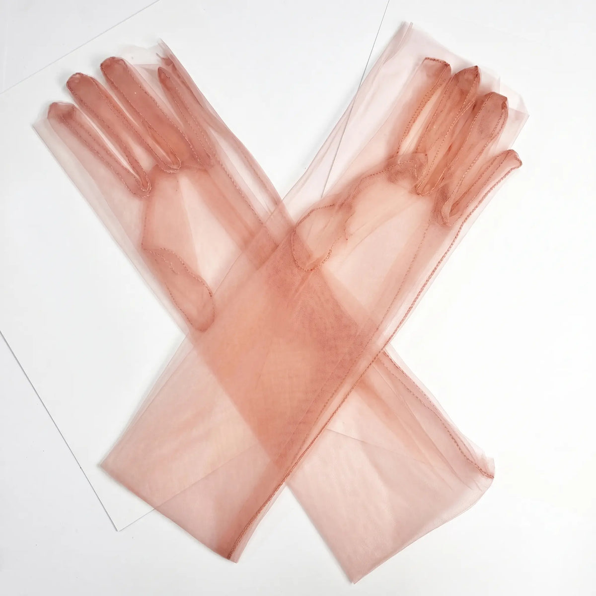 Sheer Tulle Long Gloves For Wedding Prom Bridal GL001-12