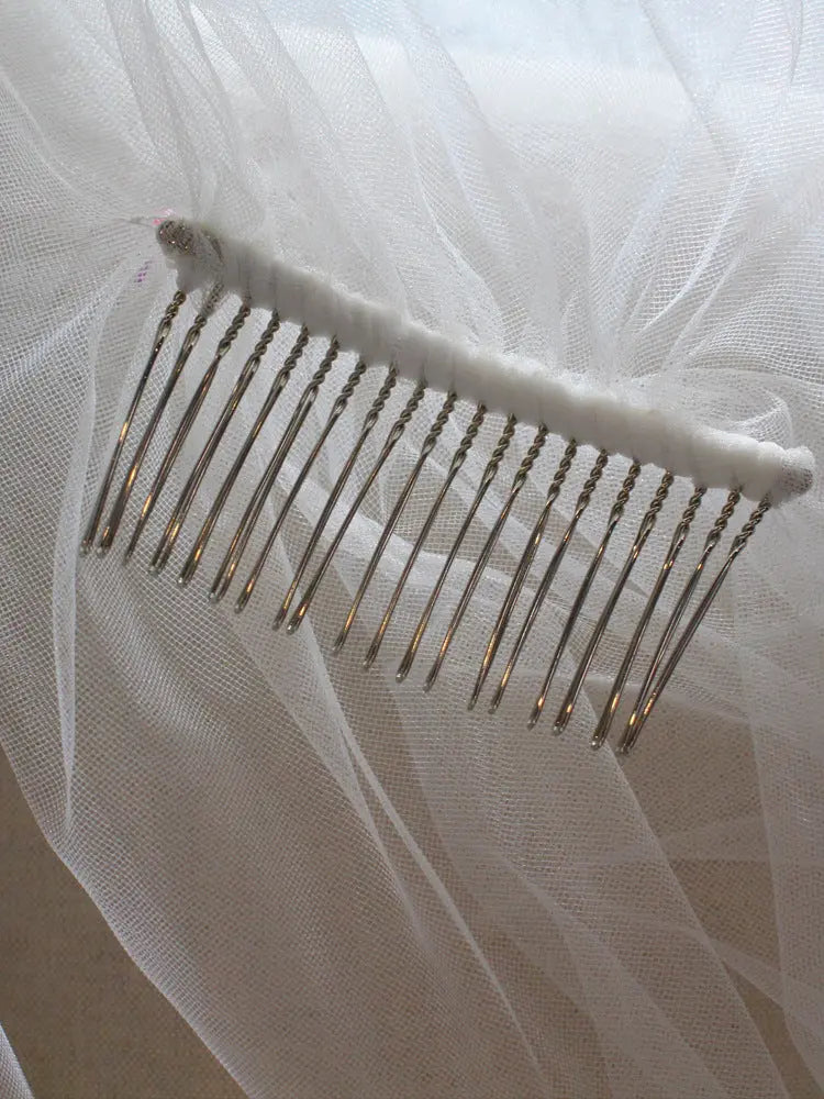 Dramatic Tiered Ruffle Bridal Veil 86.61inch Cathedral Length Layered Tulle Flounce Wedding Veil for Bride BV005-6