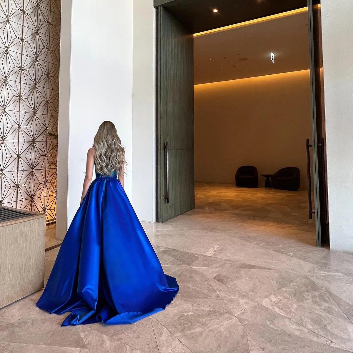 Royal Blue Criss Cross Halter Evening Dress with Overskirt SF012 Royal Blue Criss Cross Halter Evening Dress with Overskirt SF012