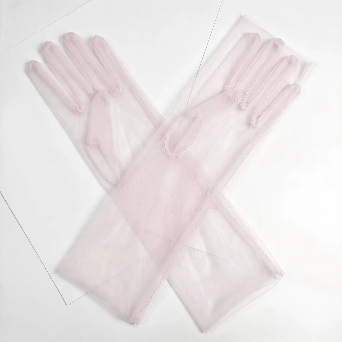 Sheer Tulle Long Gloves For Wedding Prom Bridal GL001-6