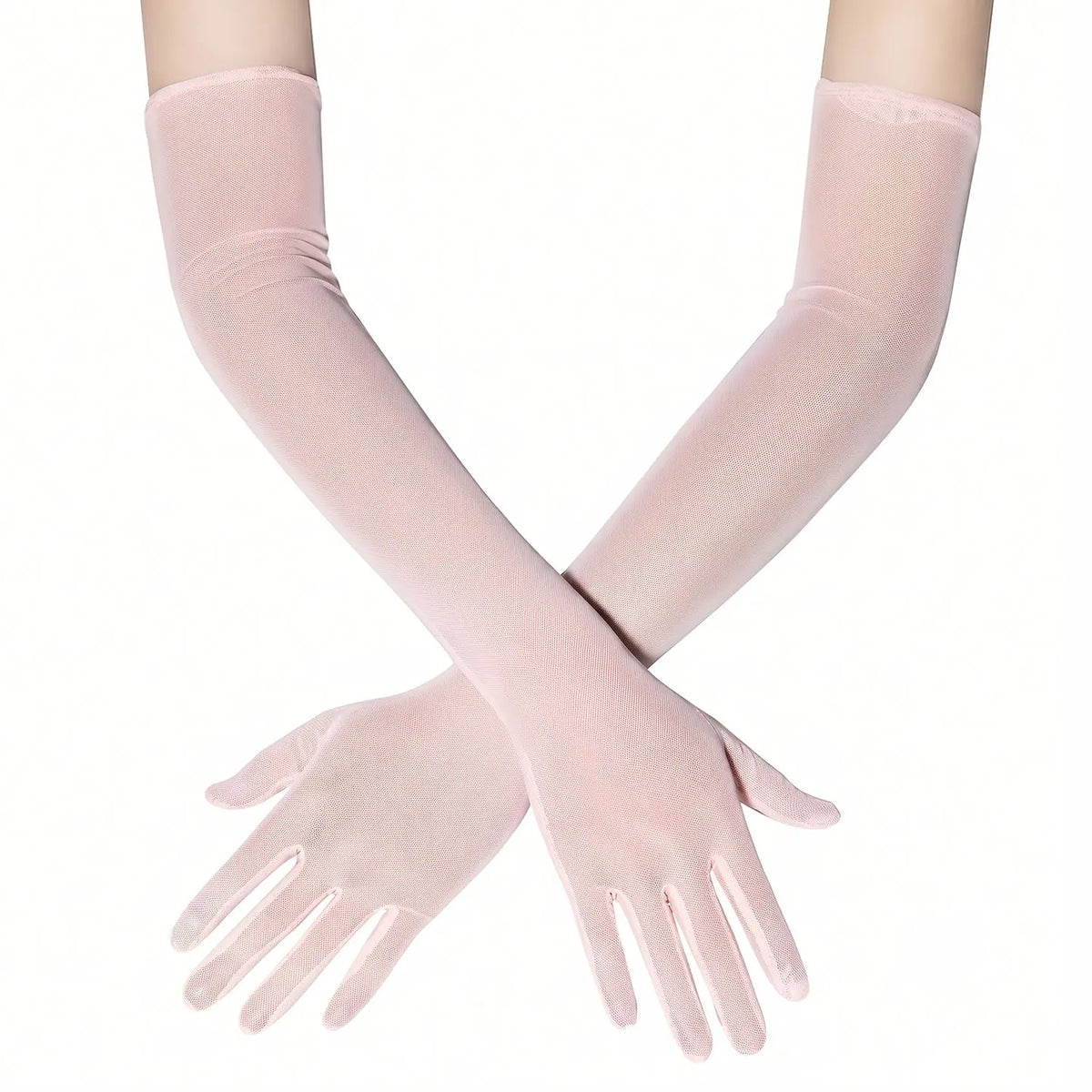 Long Sheer Tulle Elbow Gloves  Bridal Prom Formal Gloves GL002-4
