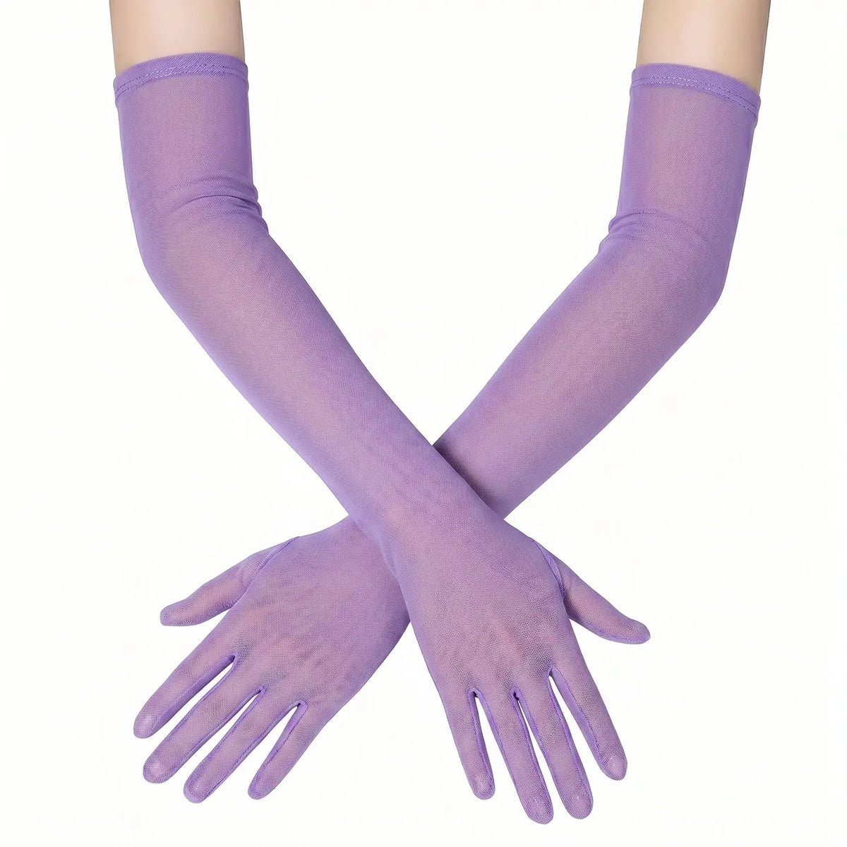Long Sheer Tulle Elbow Gloves  Bridal Prom Formal Gloves GL002-7