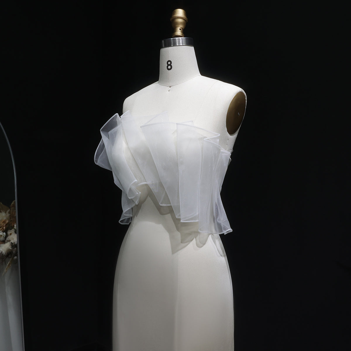 Elegant Beige Strapless Organza Layered Evening Dress SF087 