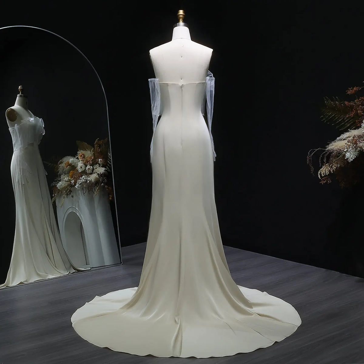 Elegant Beige Strapless Organza Layered Evening Dress SF087 Elegant Beige Strapless Organza Layered Evening Dress SF087