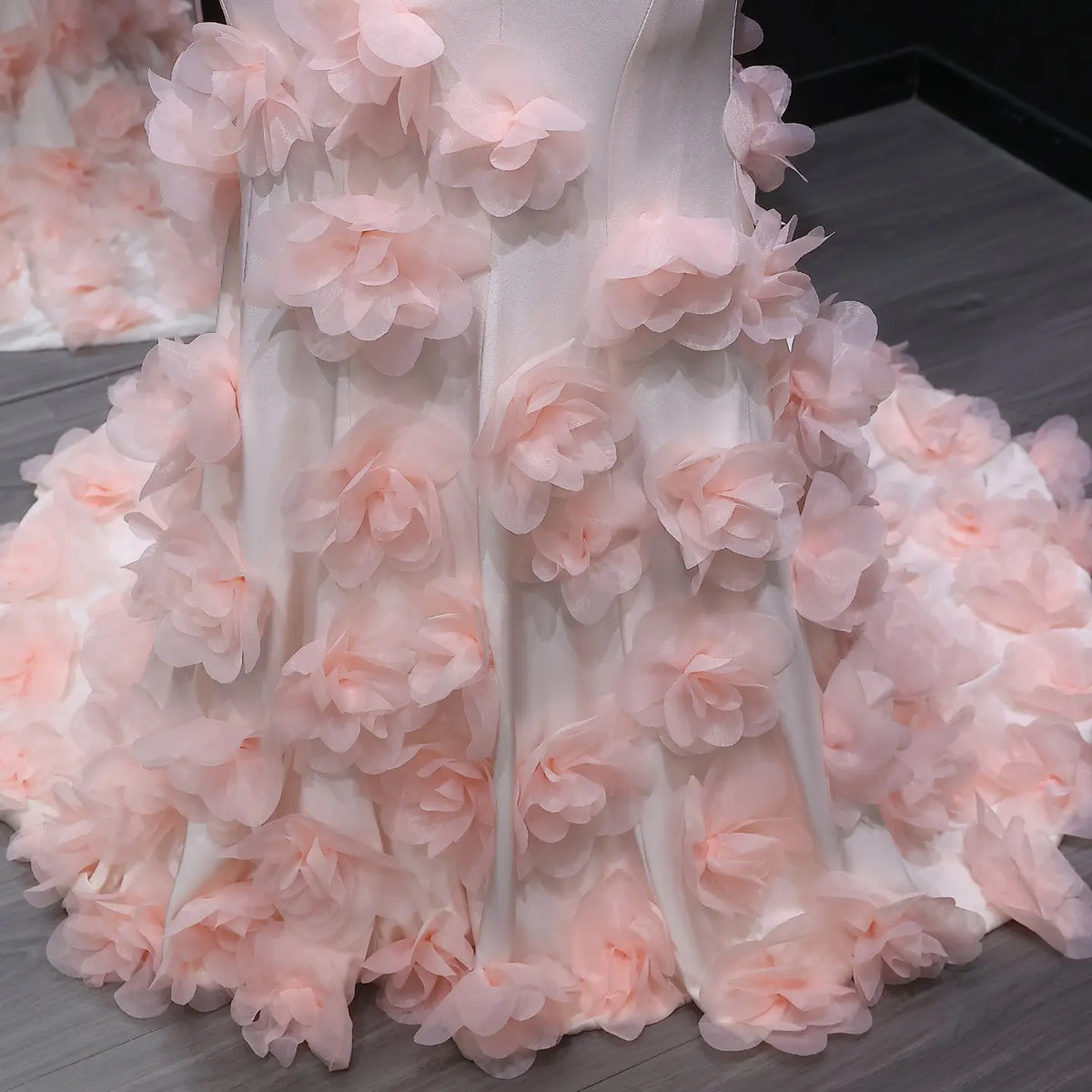 Elegant 3D flowers Off Shoulder White Evening Dress SF206 