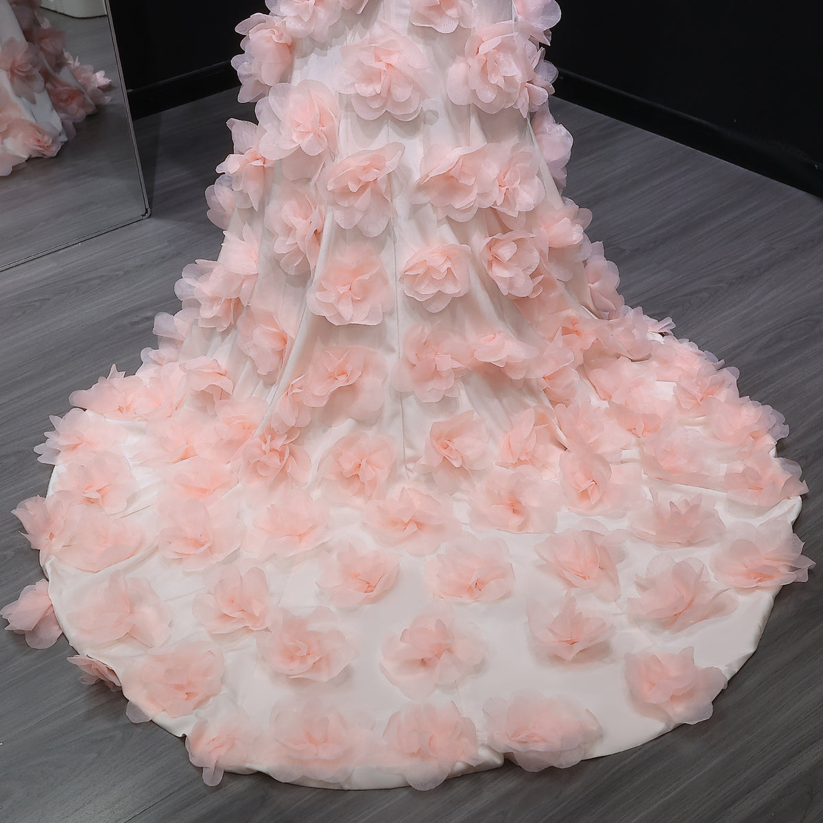 Elegant 3D flowers Off Shoulder White Evening Dress SF206 