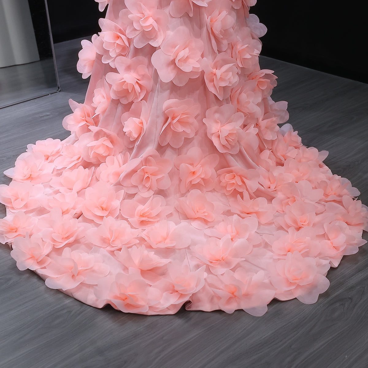 Elegant 3D flowers Off Shoulder White Evening Dress SF206 