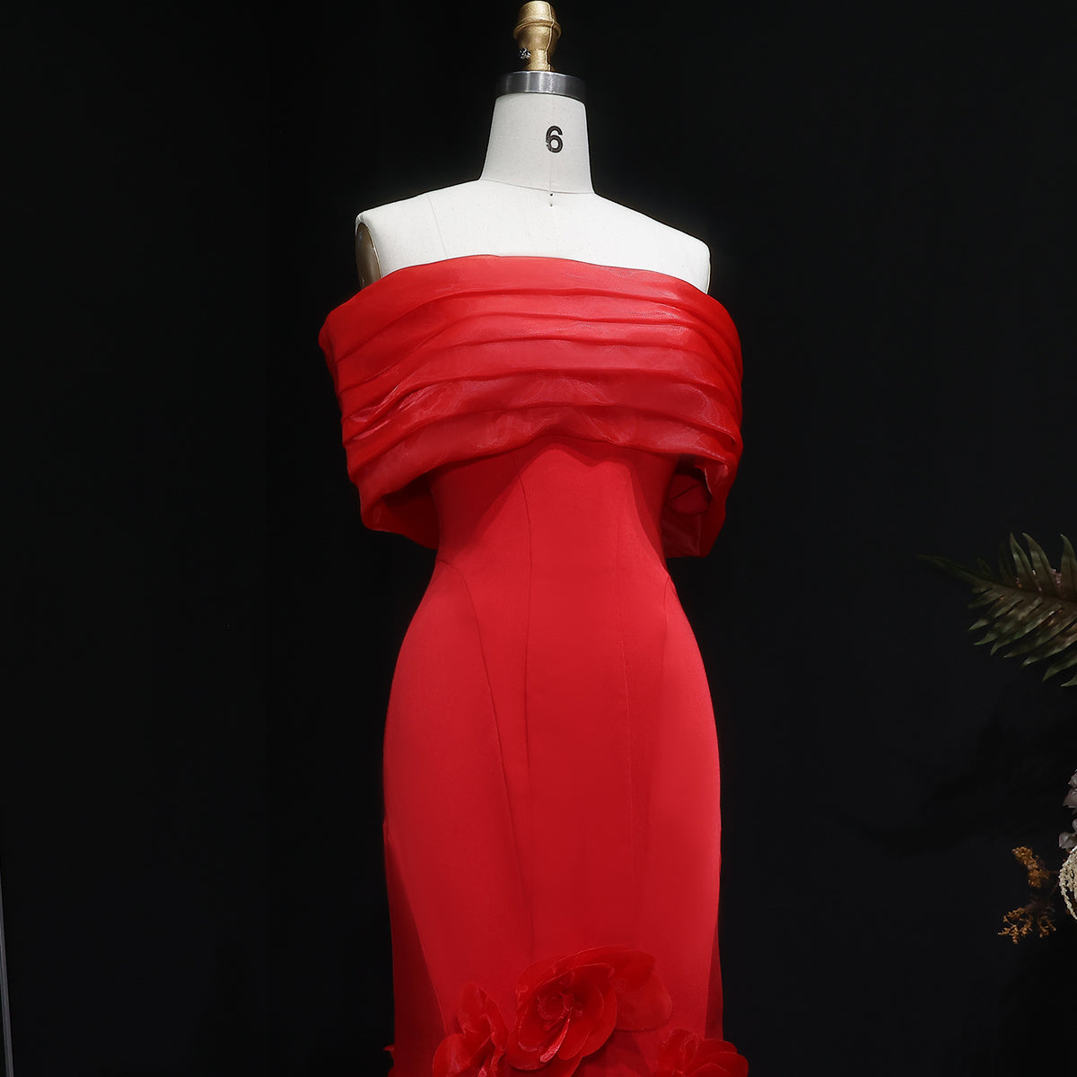 Elegant 3D flowers Off Shoulder White Evening Dress SF206 