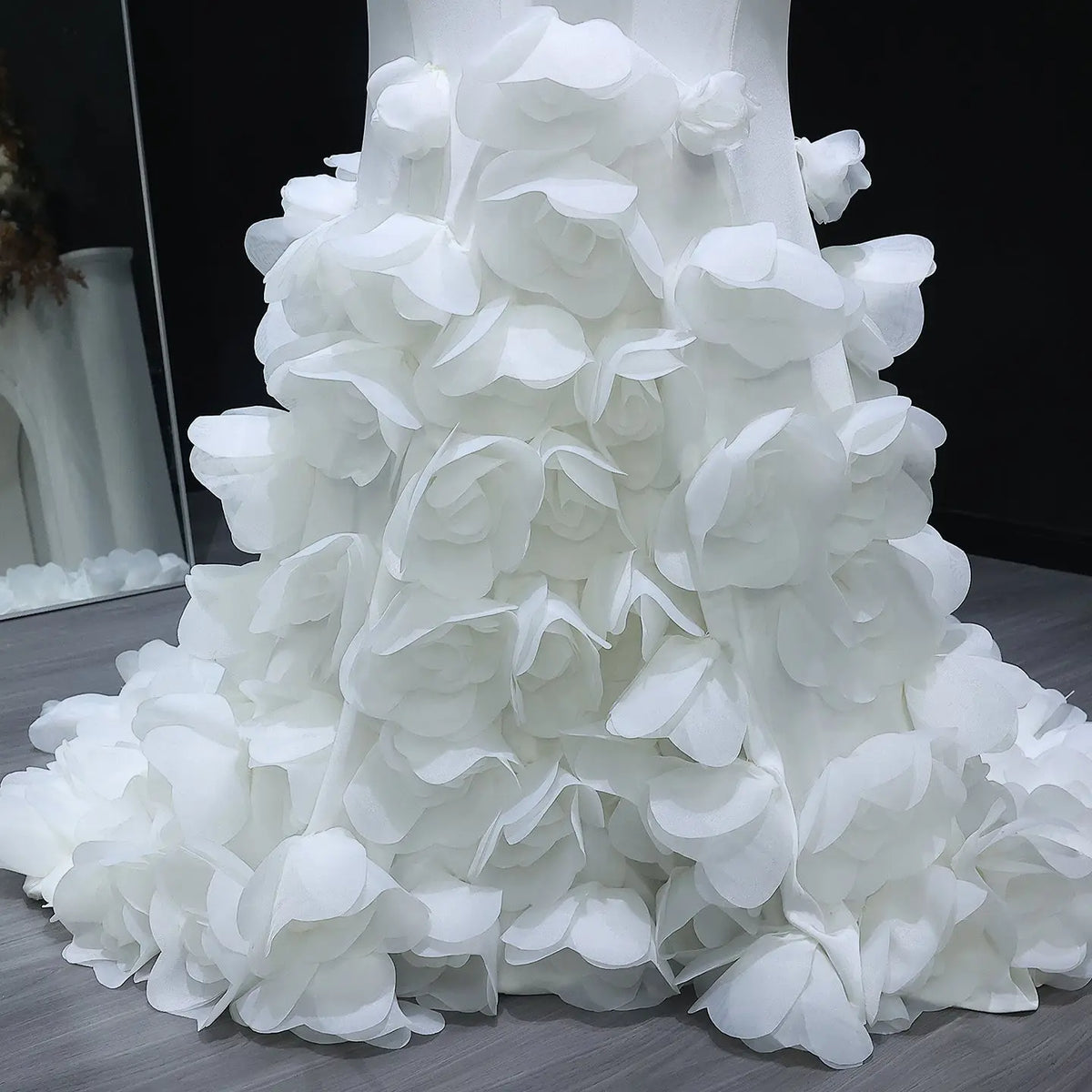 Elegant 3D flowers Off Shoulder White Evening Dress SF206 