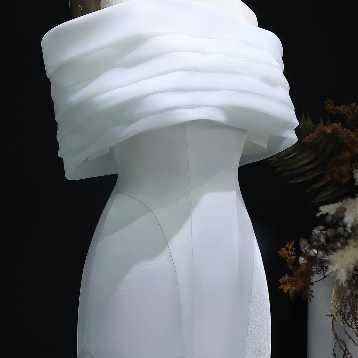 Elegant 3D flowers Off Shoulder White Evening Dress SF206 