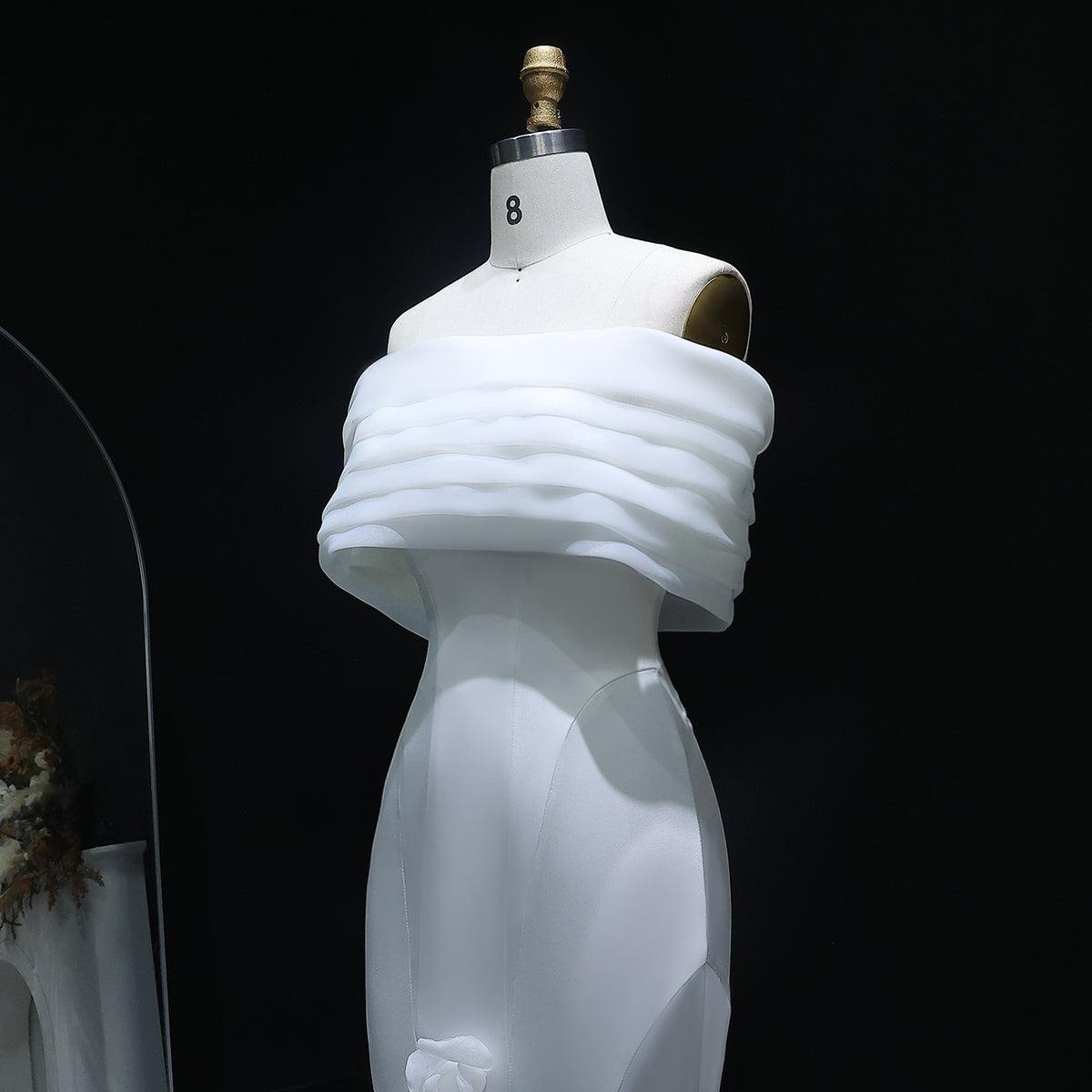 Elegant 3D flowers Off Shoulder White Evening Dress SF206 