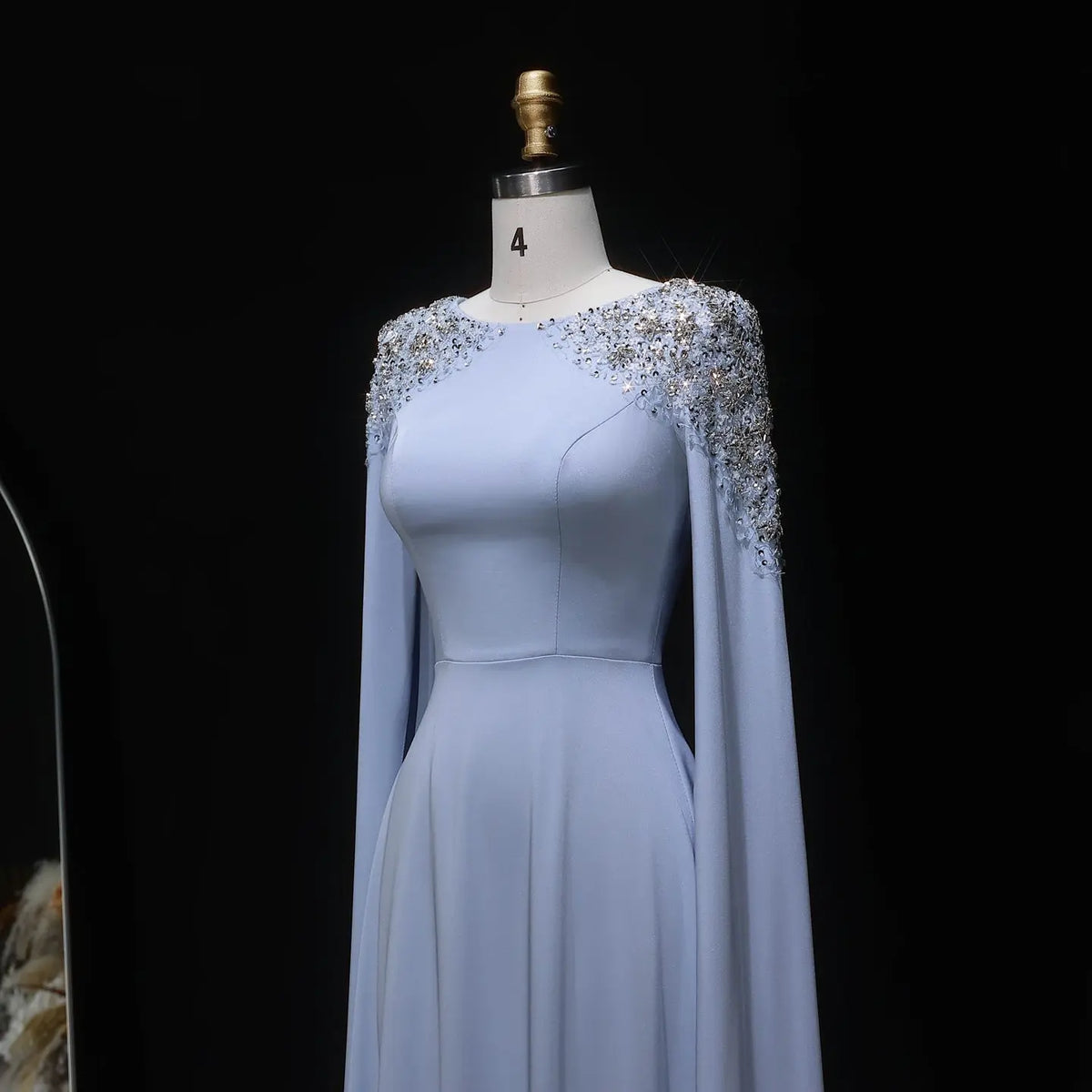 Elegant White Mermaid Evening Dress with Cape Sleeves SF280 