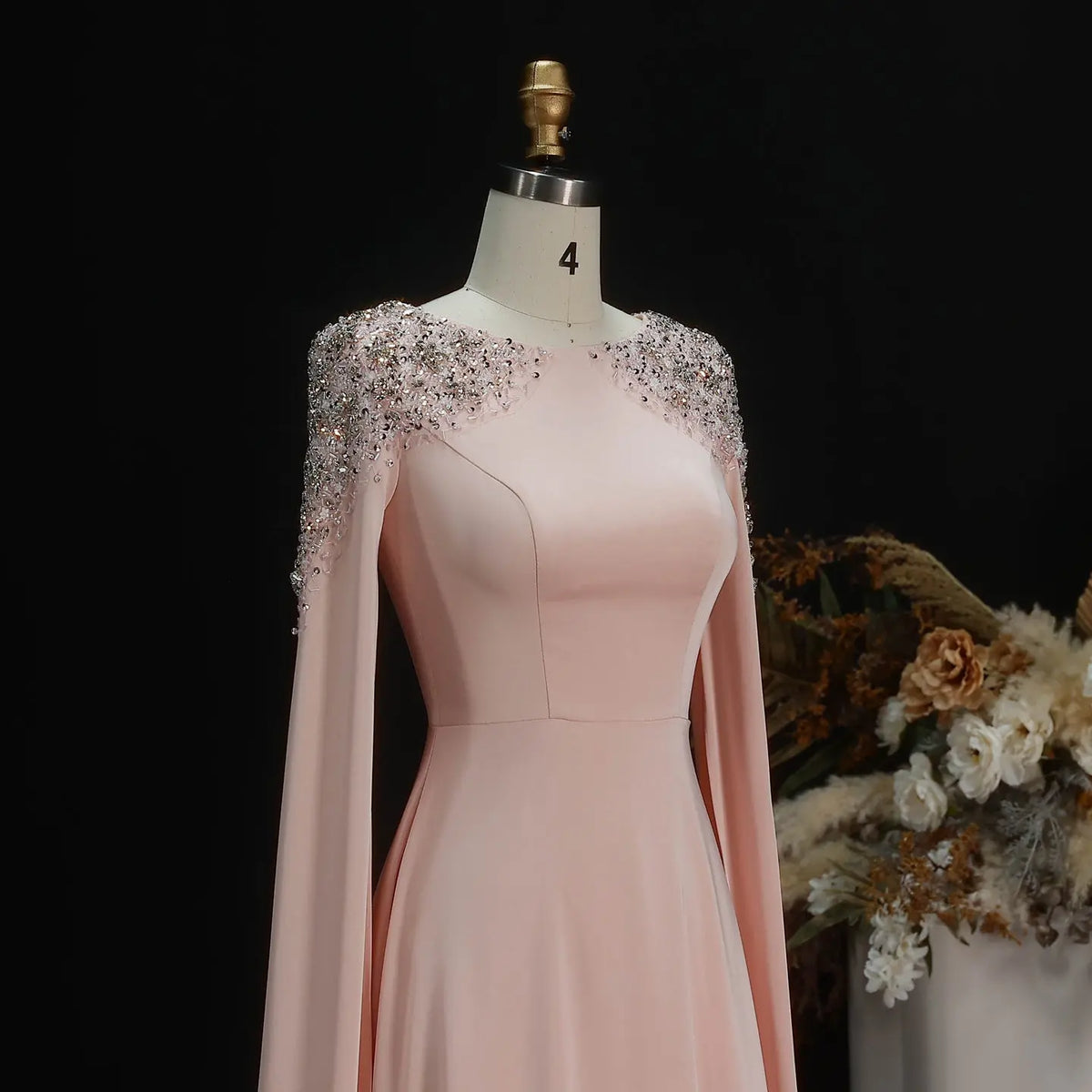 Elegant White Mermaid Evening Dress with Cape Sleeves SF280 