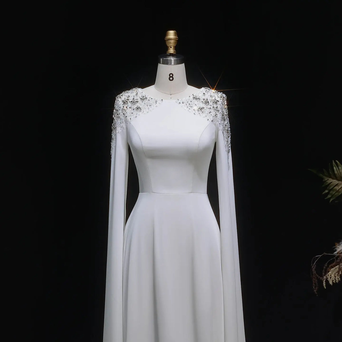 Elegant White Mermaid Evening Dress with Cape Sleeves SF280 
