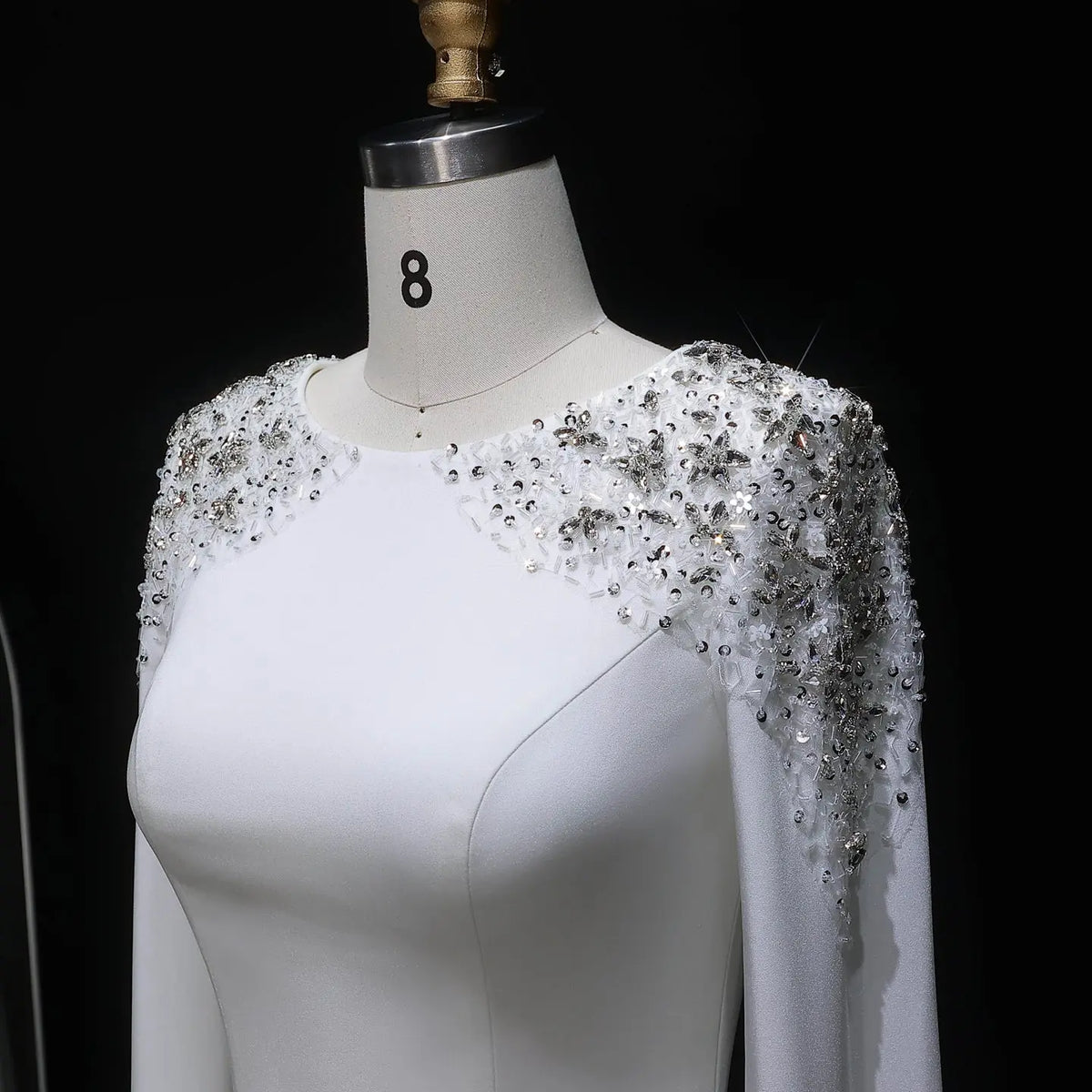 Elegant White Mermaid Evening Dress with Cape Sleeves SF280 