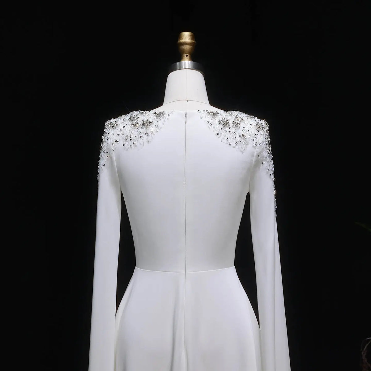 Elegant White Mermaid Evening Dress with Cape Sleeves SF280 