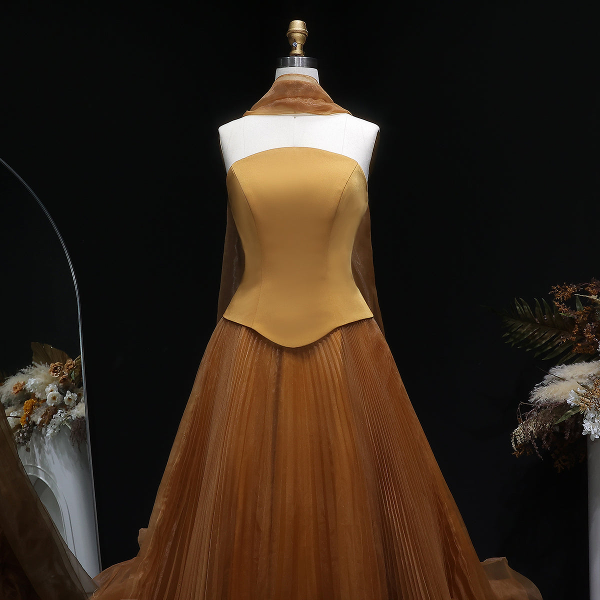 Elegant Green Strapless 3D Flowers Evening Dress SF300 