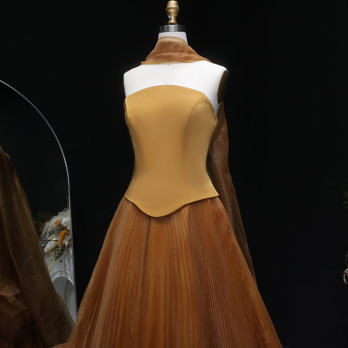 Elegant Green Strapless 3D Flowers Evening Dress SF300 