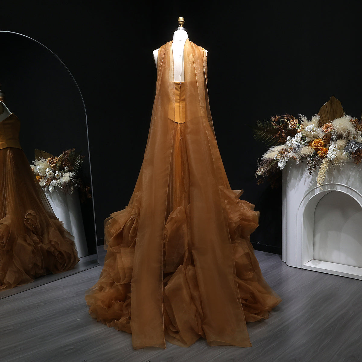 Elegant Green Strapless 3D Flowers Evening Dress SF300 