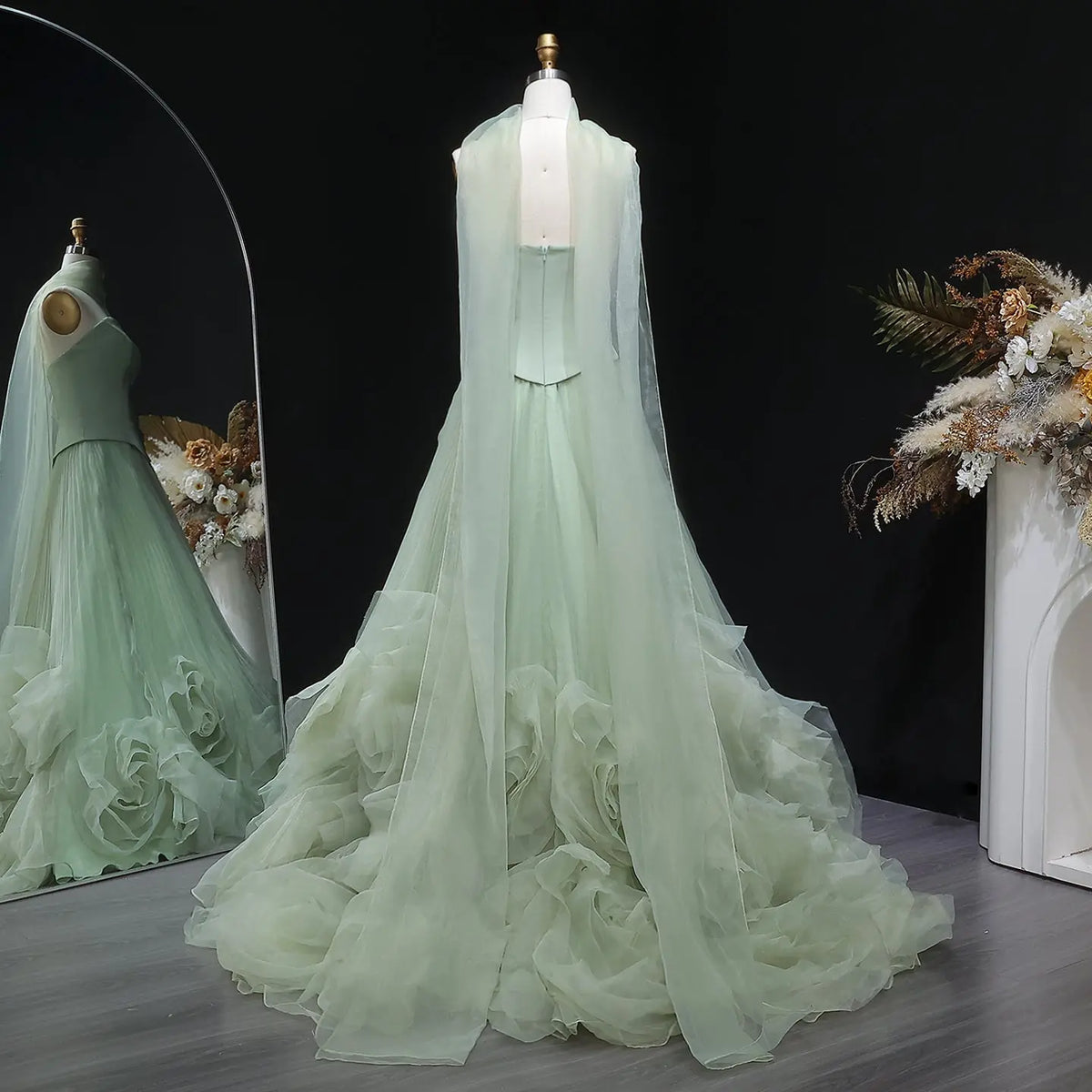 Elegant Green Strapless 3D Flowers Evening Dress SF300 - SHARONSAID Elegant Green Strapless 3D Flowers Evening Dress SF300 - SHARONSAID