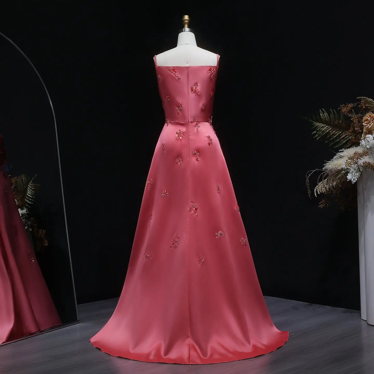 high end pink dress Chic A-line Sweetheart Applique Lace Long Prom Dress Hot Pink Beautifu SELINADRESS