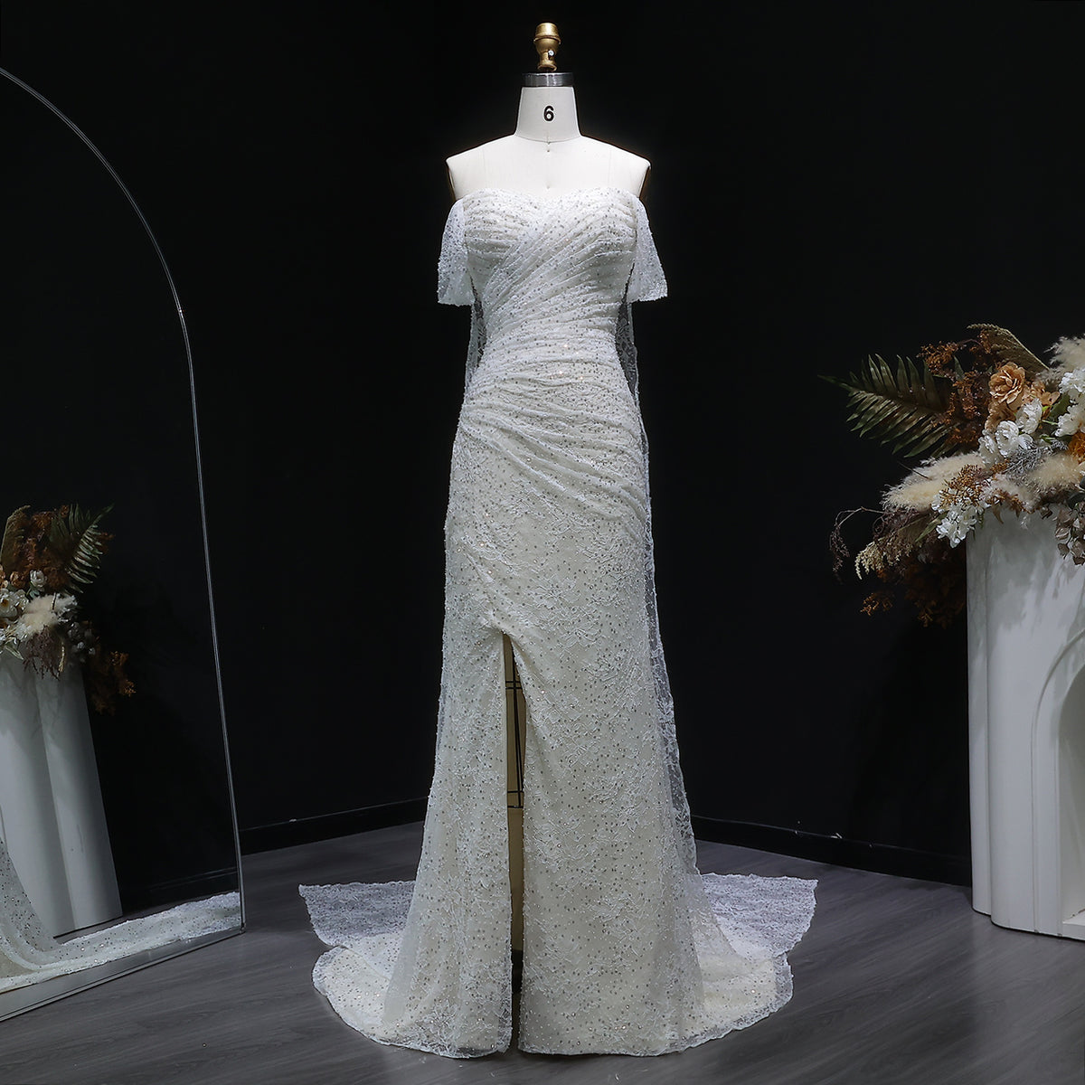 Elegant Lace Sequin Off Shoulder Evening dress SF395 