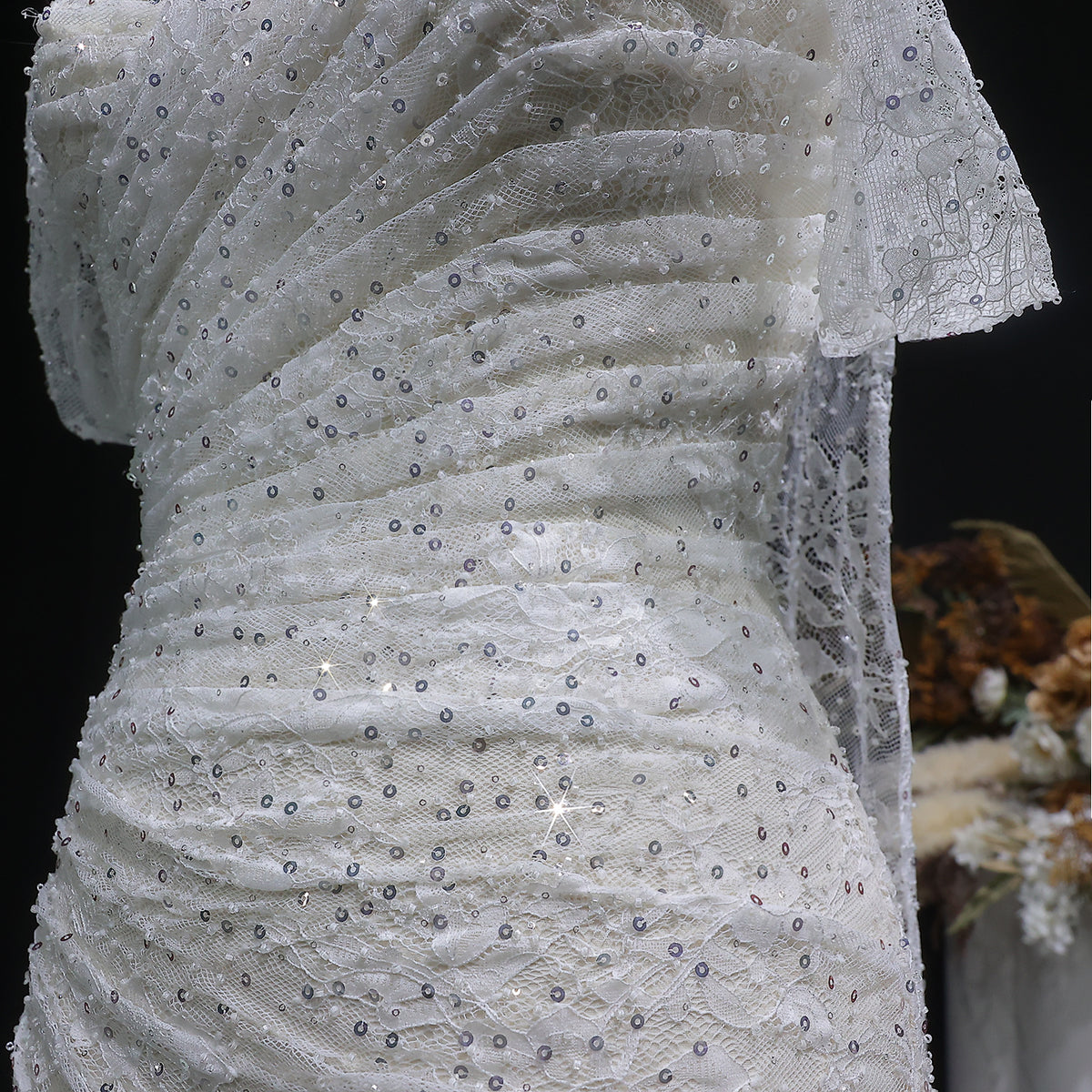 Elegant Lace Sequin Off Shoulder Evening dress SF395 