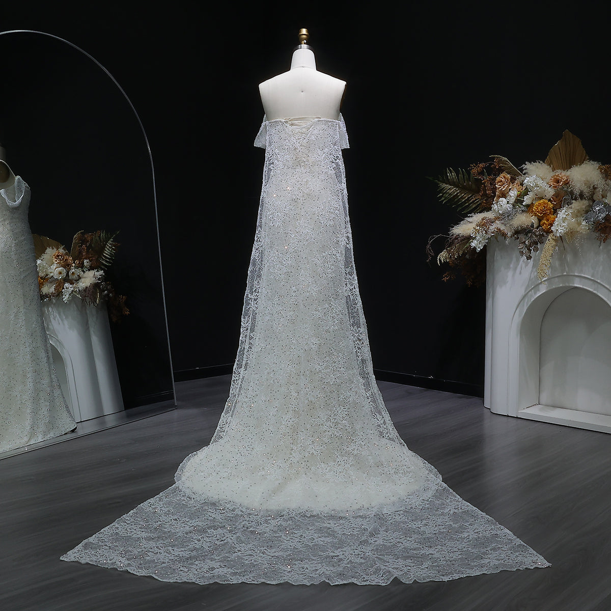 Elegant Lace Sequin Off Shoulder Evening dress SF395 