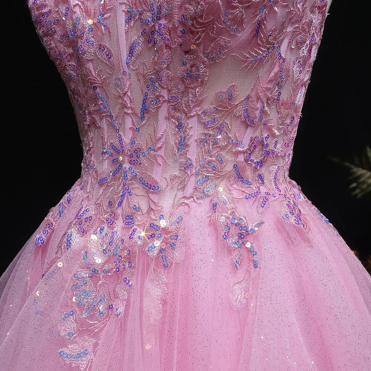 Luxury Pink Beaded Embroidered Voluminous Ball Gown Prom Dress SH053 