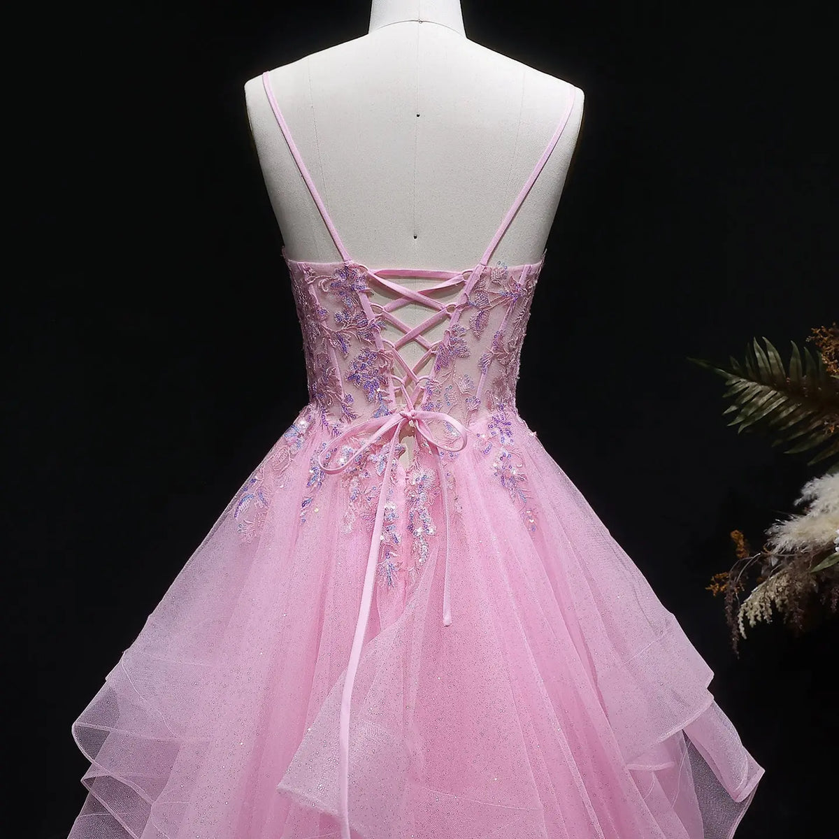 Luxury Pink Beaded Embroidered Voluminous Ball Gown Prom Dress SH053 