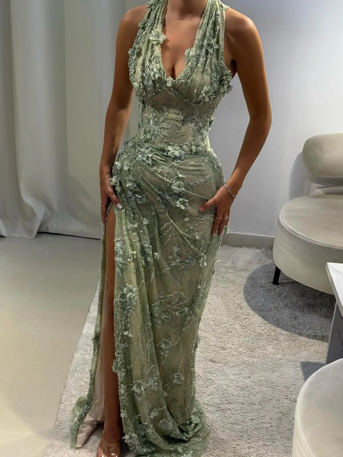 sage green halter dress Roma in Satin Halterneck Maxi Bridesmaid Dress up and elastic back for a comfortable AW.Bridal Mermaid Halter Neckline Ankle