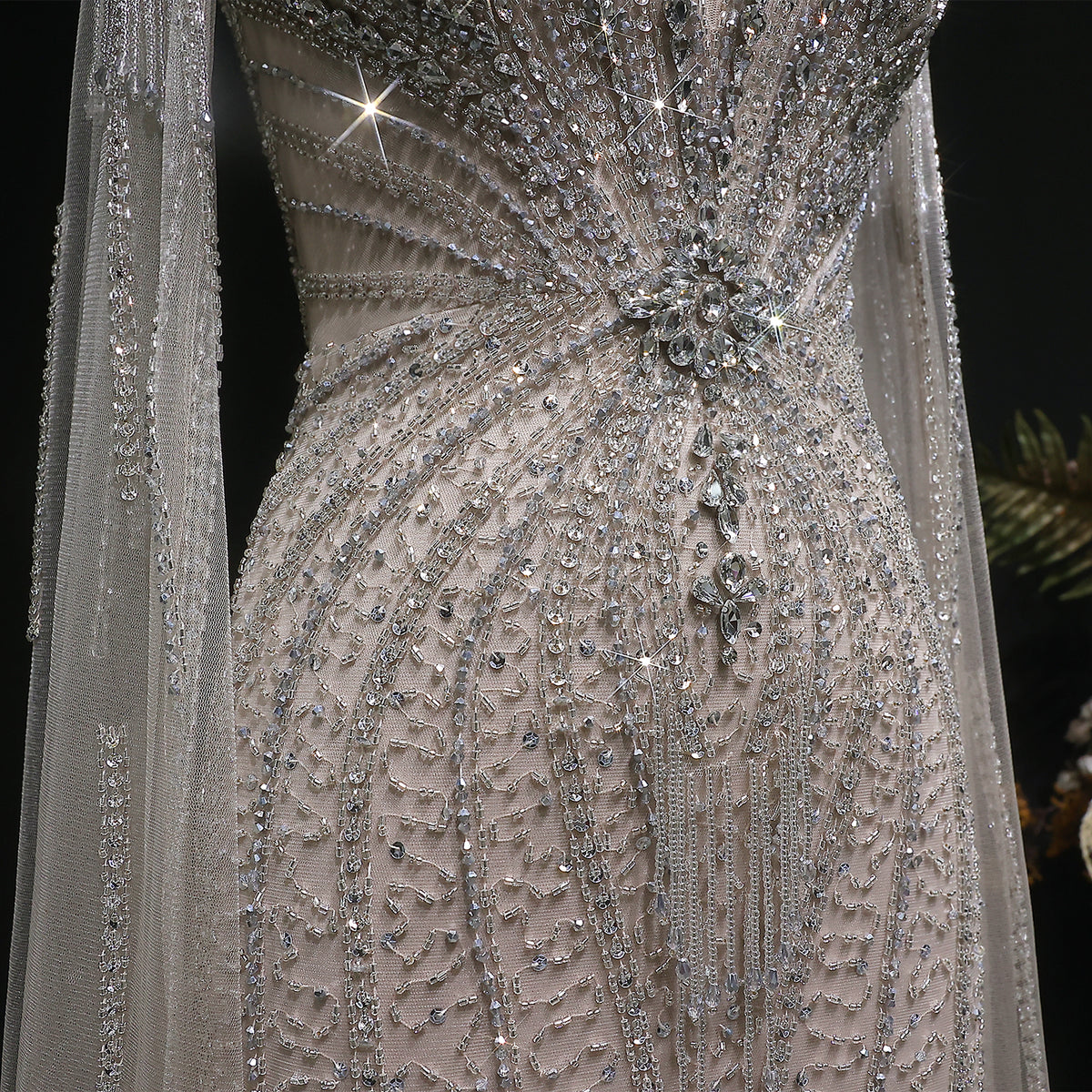 Luxury Mermaid Evening Dress with Cape Sleeves SS024 