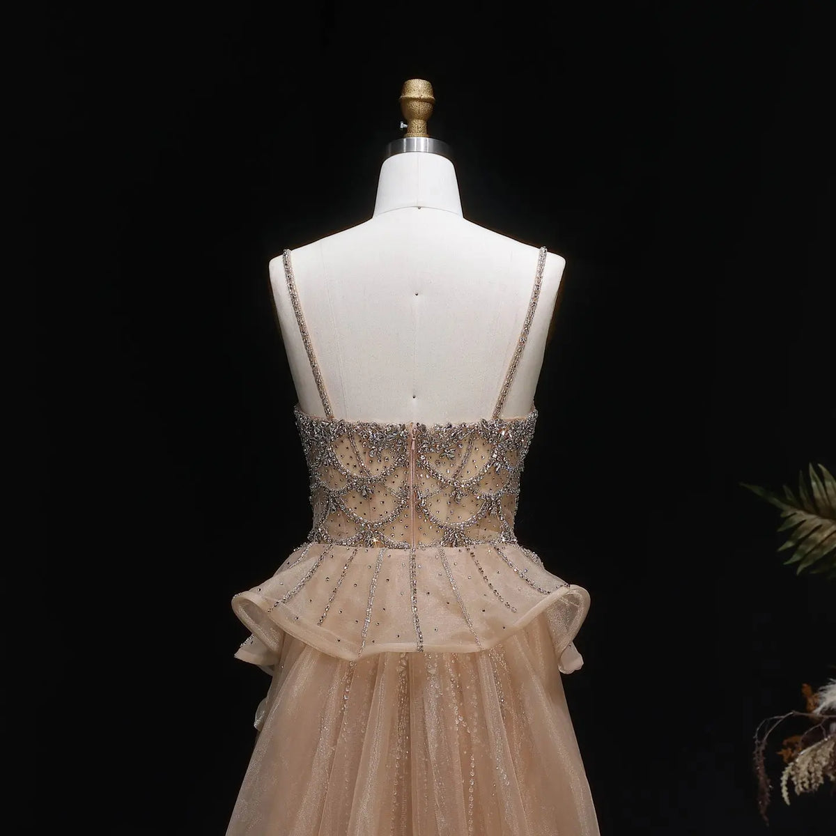 Luxury Champagne Mermaid Evening Dress with Overskirt SS026 