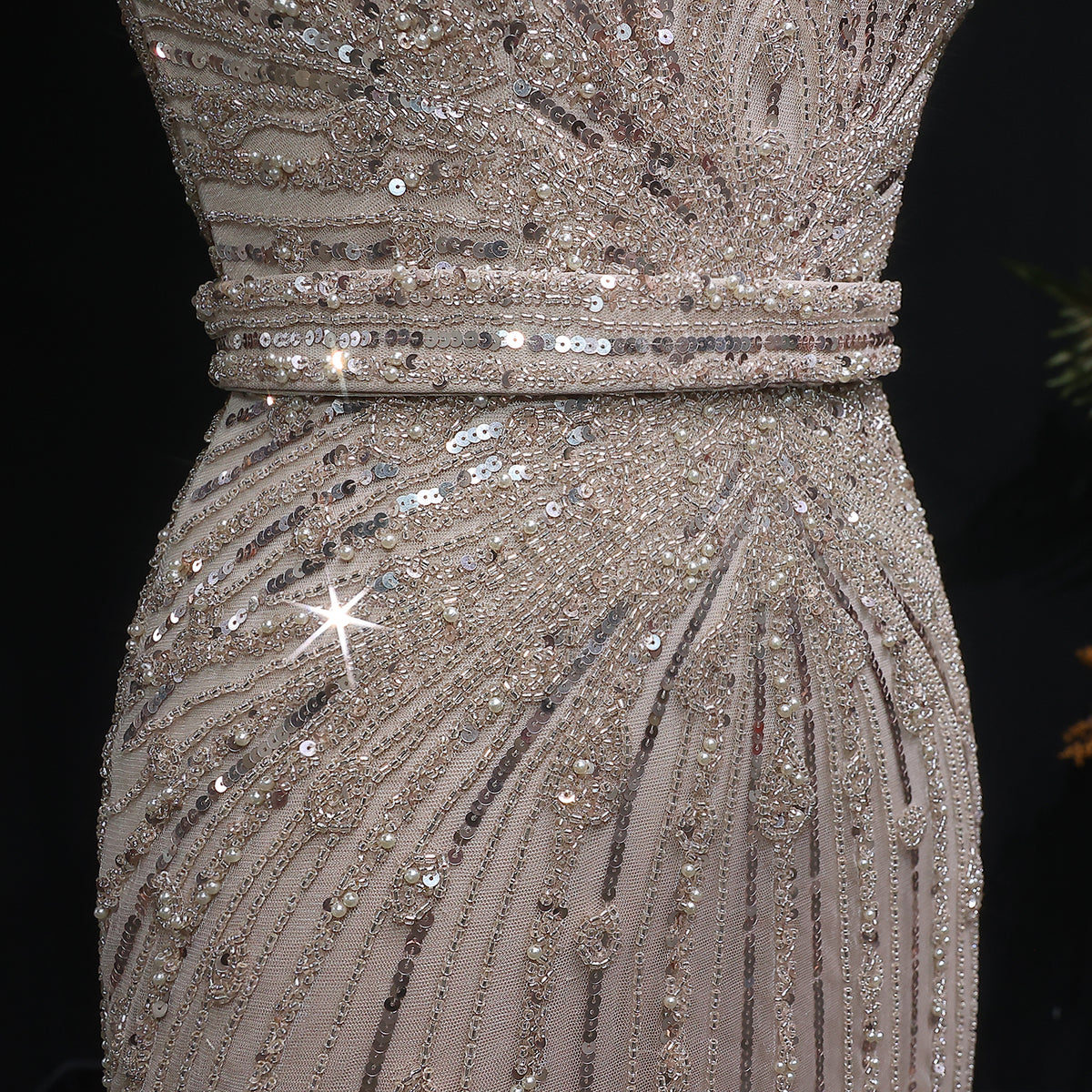 Luxury Off Shoulder Wine Red Beaded Evening Dress SS109 