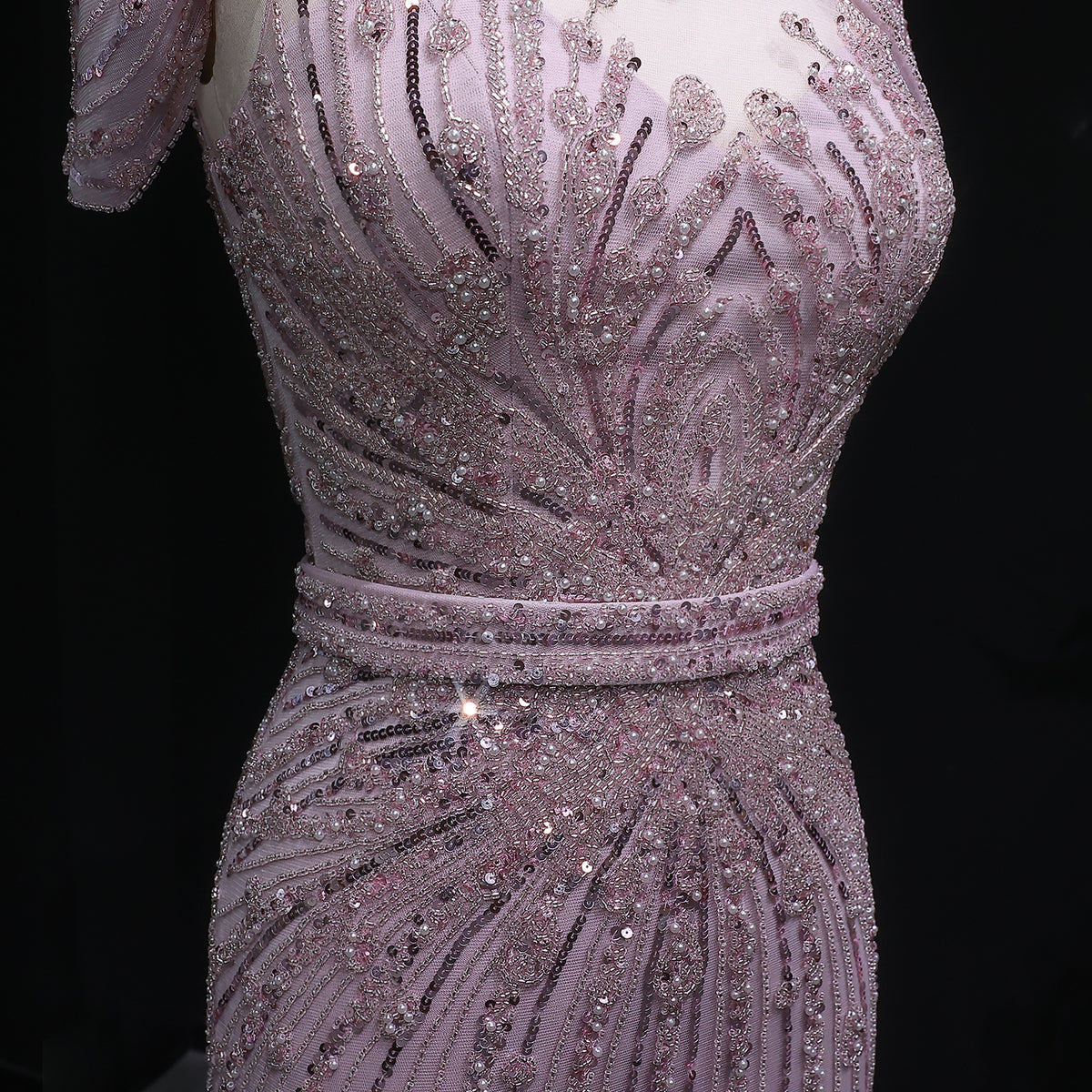 Luxury Off Shoulder Wine Red Beaded Evening Dress SS109 