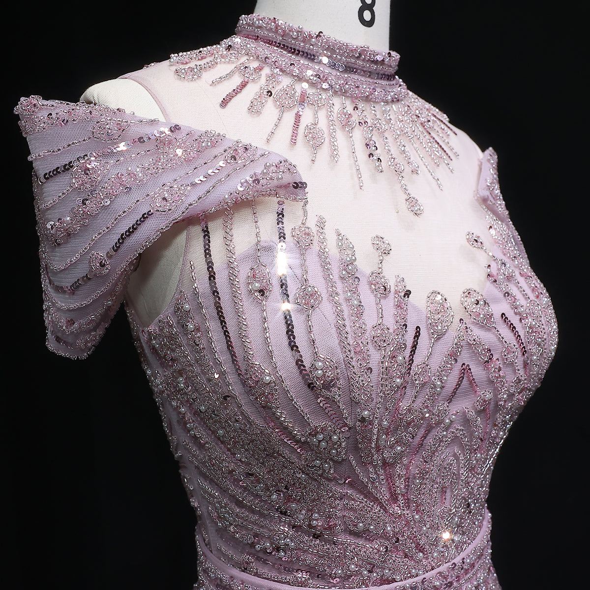 Luxury Off Shoulder Wine Red Beaded Evening Dress SS109 