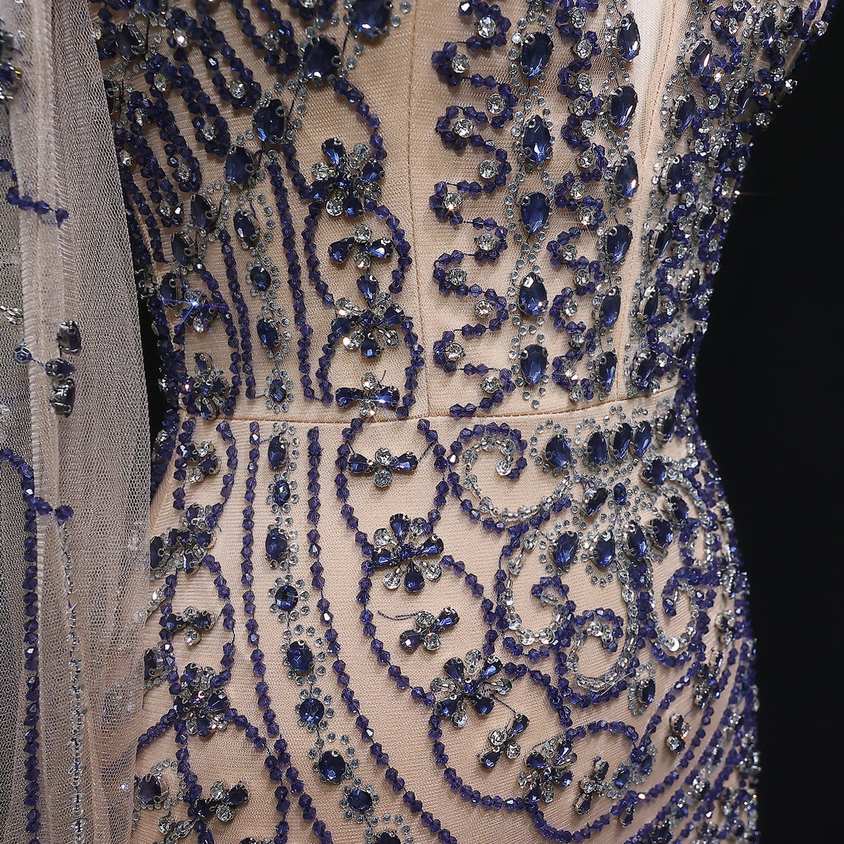 Luxury Beaded Halter Evening Dress with Gloves SS118 