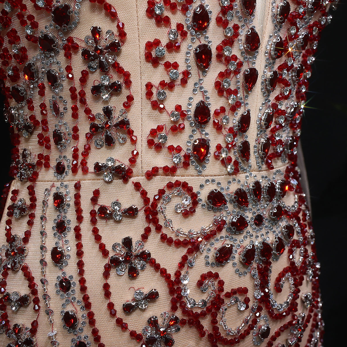 Luxury Beaded Halter Evening Dress with Gloves SS118 