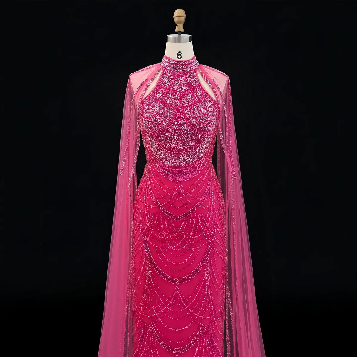 Luxury  Evening Dress with Cape Sleeves SS209