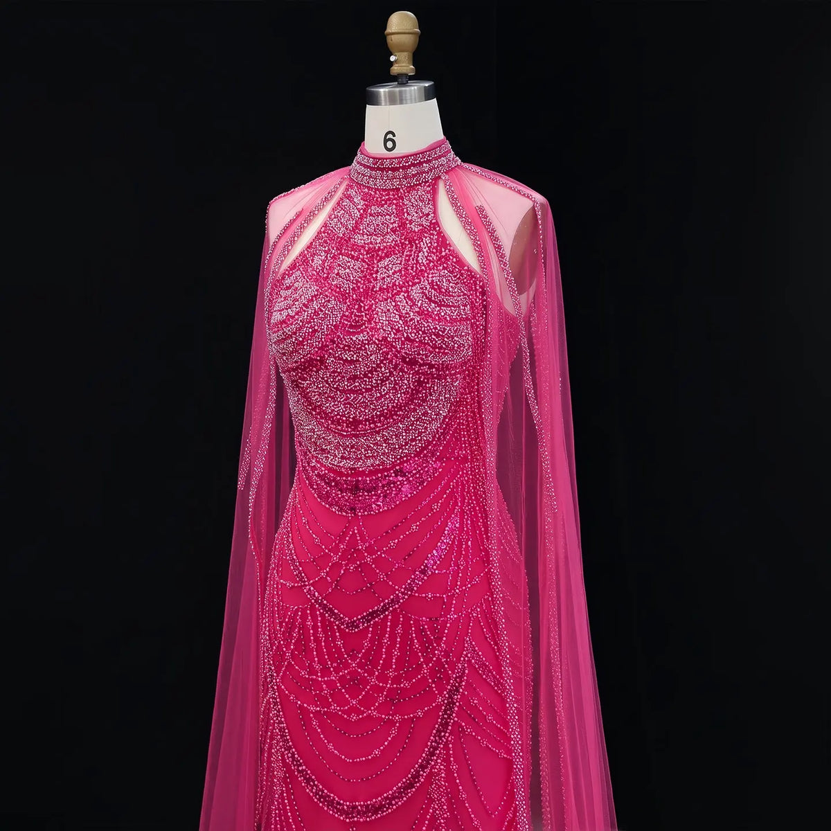 Luxury  Evening Dress with Cape Sleeves SS209