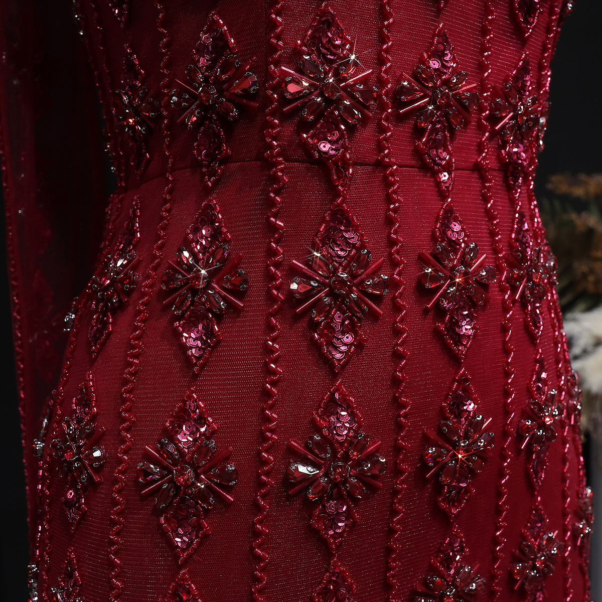 Luxury Beaded Nude Strapless Evening Dress with Scarf SS229 