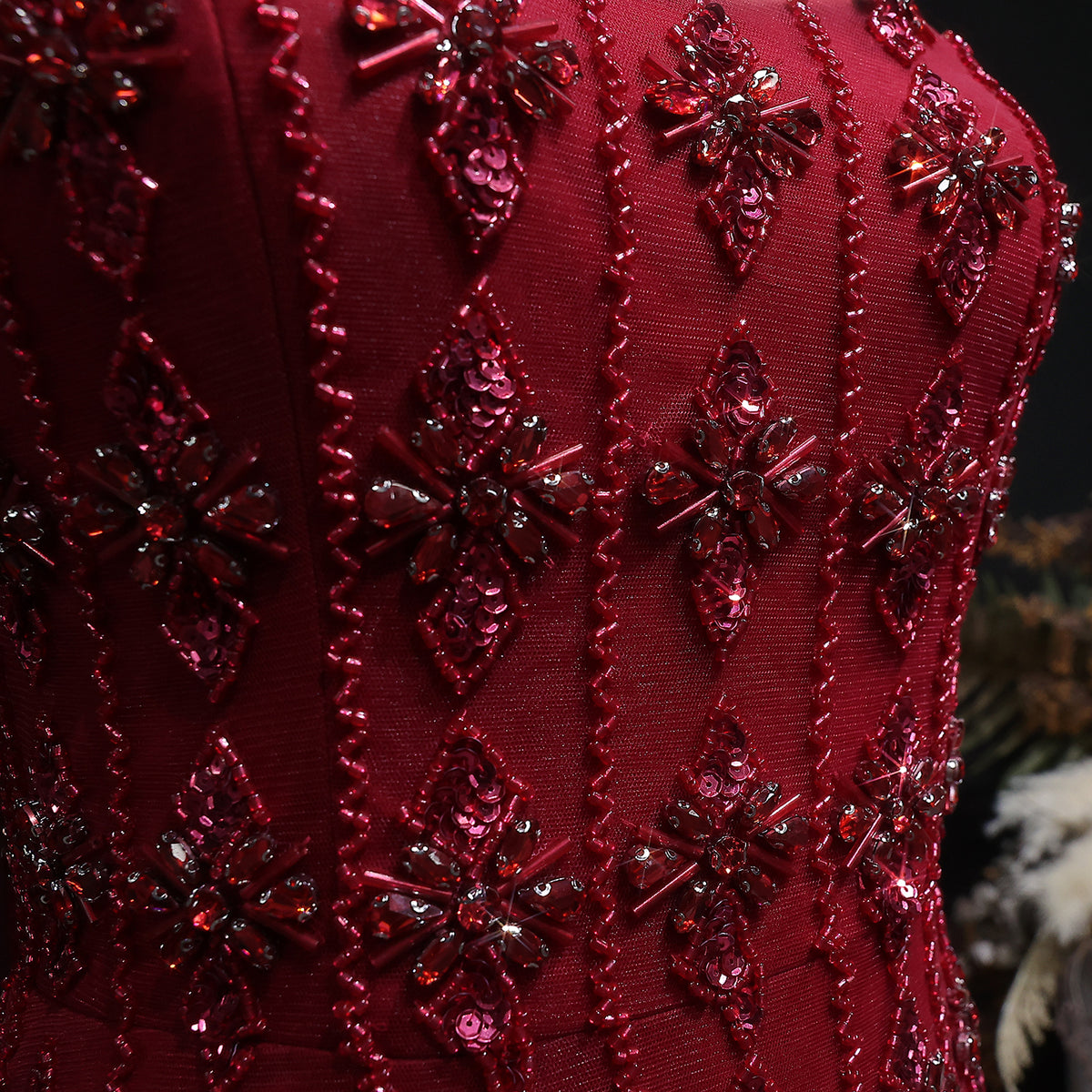 Luxury Beaded Nude Strapless Evening Dress with Scarf SS229 