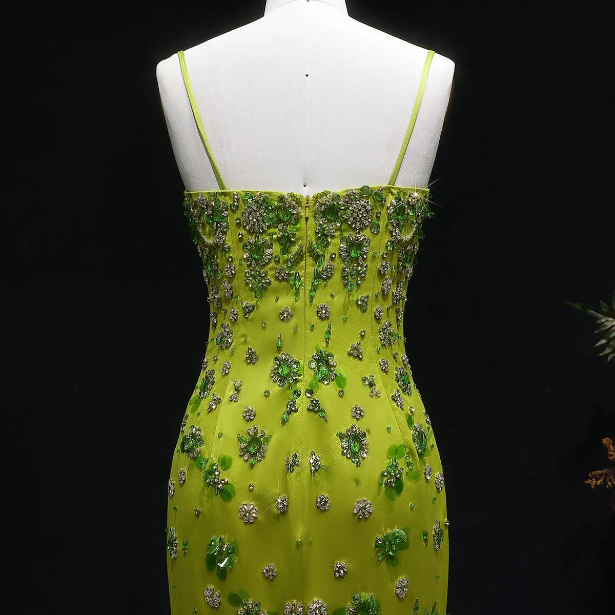 Luxury 3D Floral Beaded Short Green Spaghetti Evening Dress SS233 - SHARONSAID Luxury 3D Floral Beaded Short Green Spaghetti Evening Dress SS233 - SHARONSAID