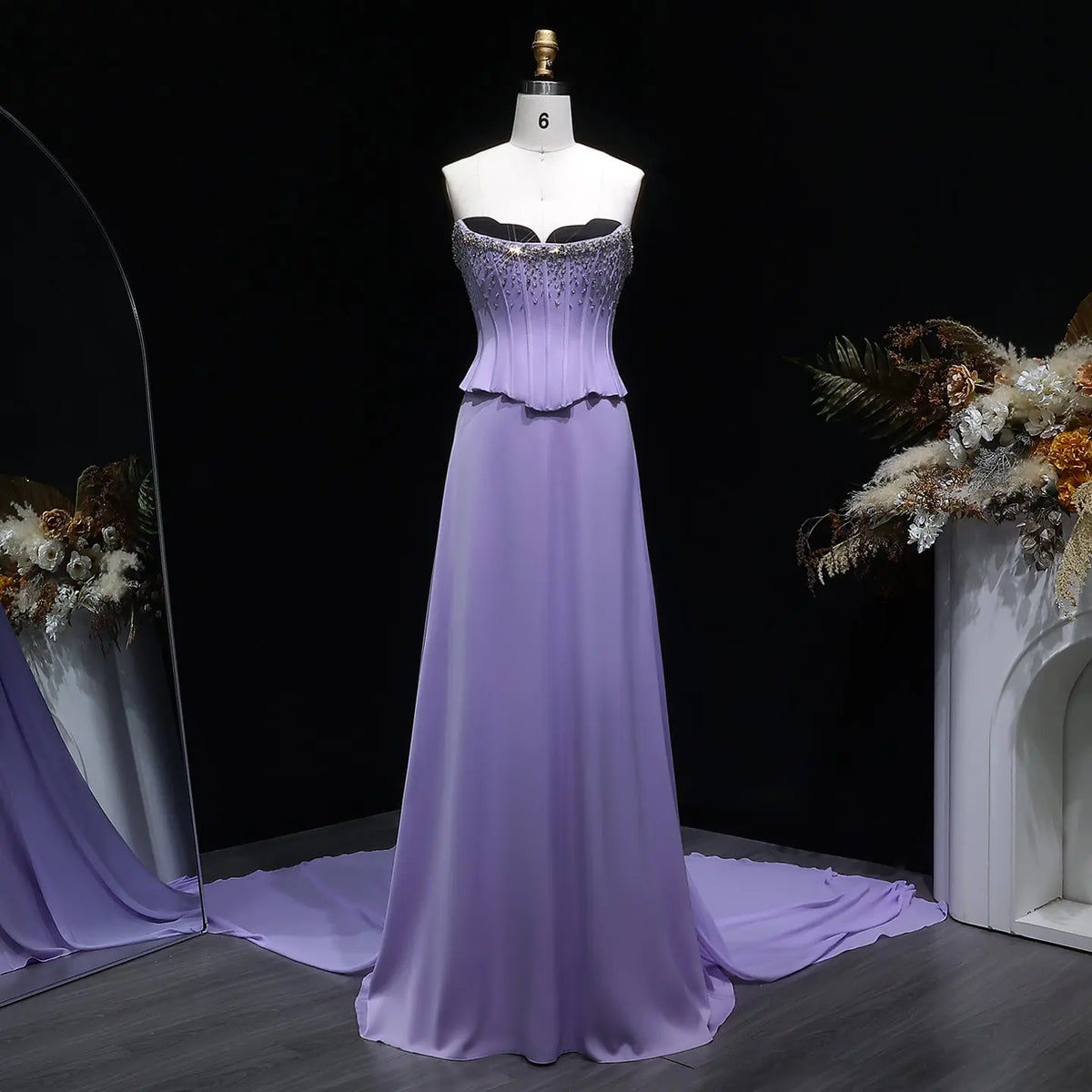 Luxury Lilac Two Pieces Strapless Evening Dress SS264 - SHARONSAID Luxury Lilac Two Pieces Strapless Evening Dress SS264 - SHARONSAID