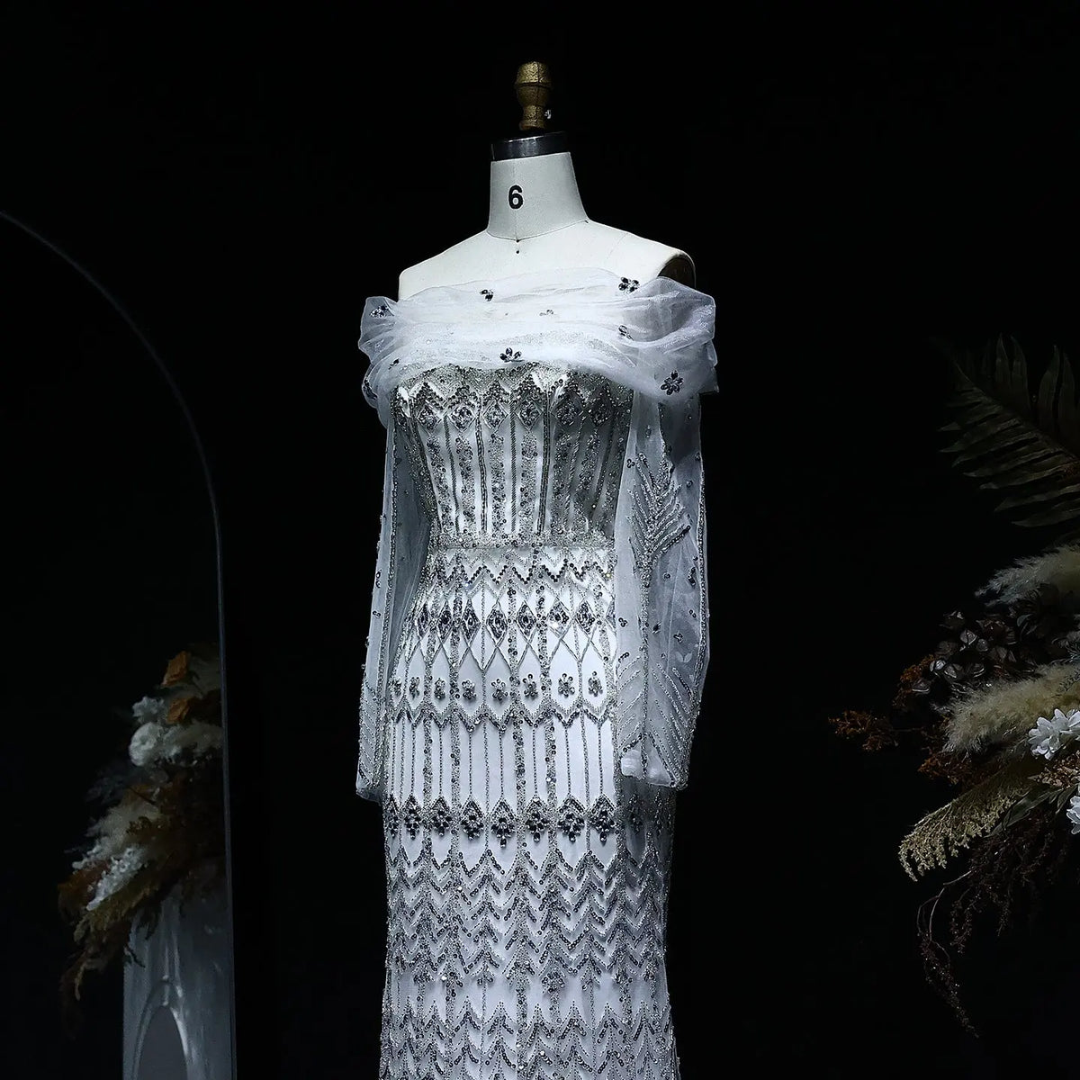 Luxury White Beaded Short Sleeves Evening Dress SS291 - SHARONSAID Luxury White Beaded Short Sleeves Evening Dress SS291 - SHARONSAID
