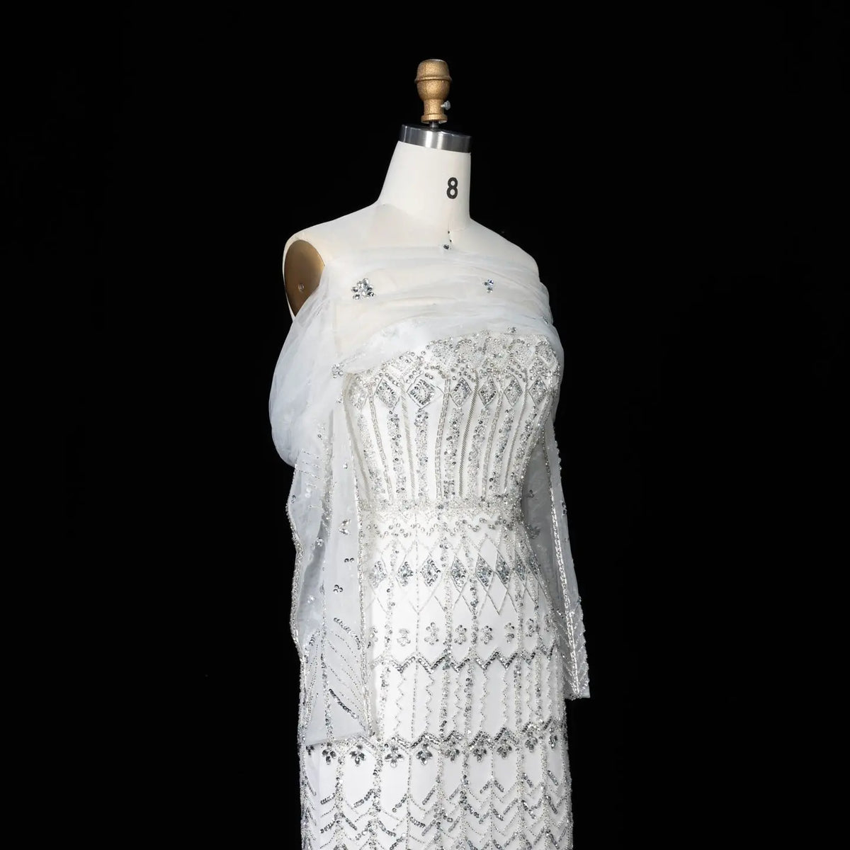 Luxury White Beaded Short Sleeves Evening Dress SS291 - SHARONSAID Luxury White Beaded Short Sleeves Evening Dress SS291 - SHARONSAID