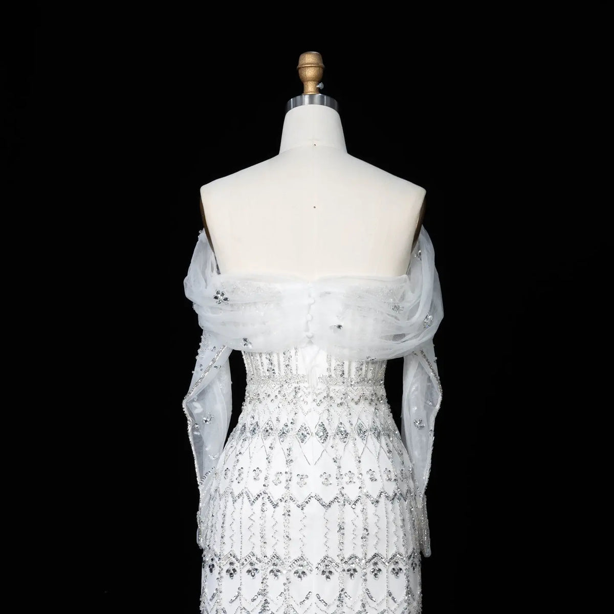 Luxury White Beaded Short Sleeves Evening Dress SS291 - SHARONSAID Luxury White Beaded Short Sleeves Evening Dress SS291 - SHARONSAID