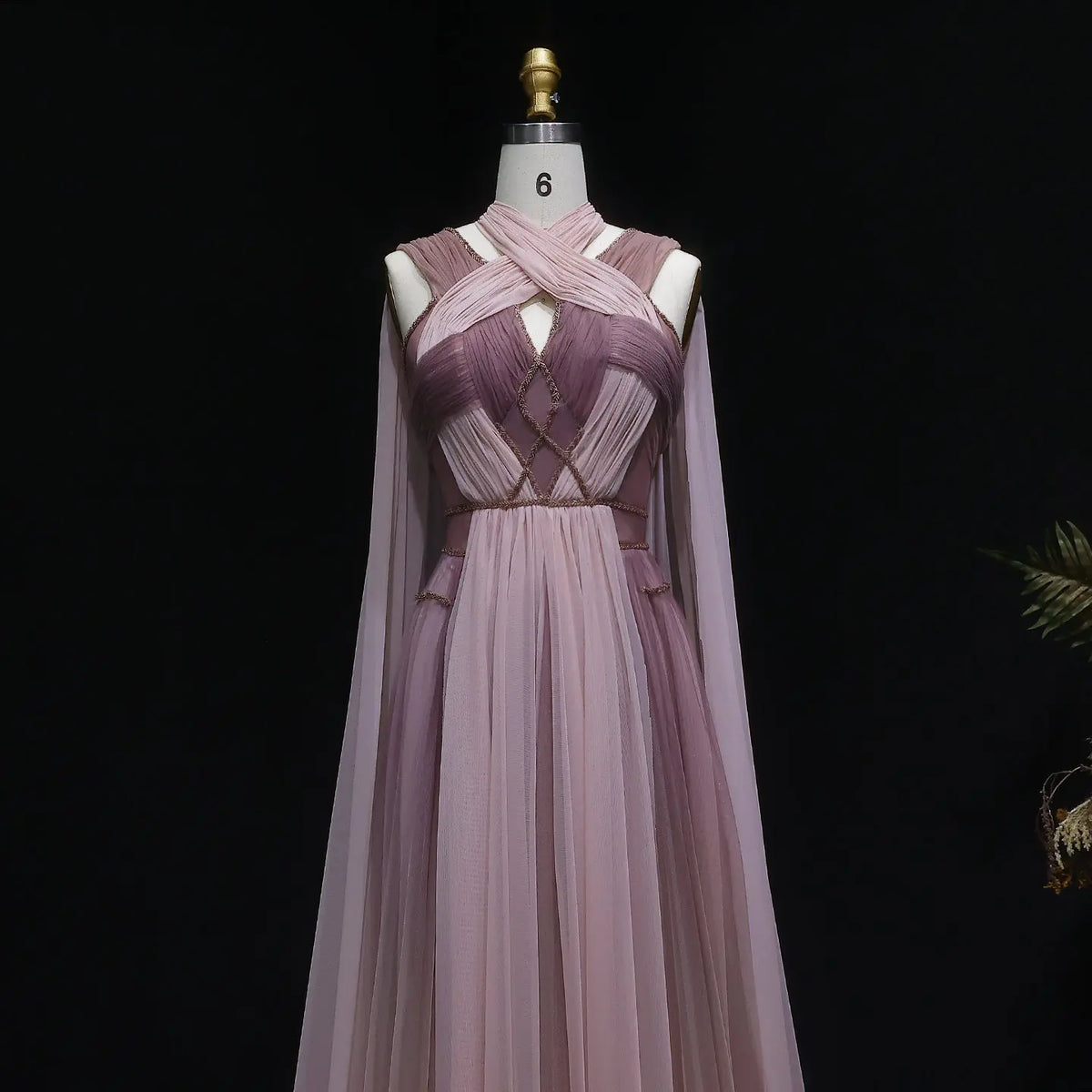 Glamorous Trendy Ombre Pink Evening Dress with Cape SS309 