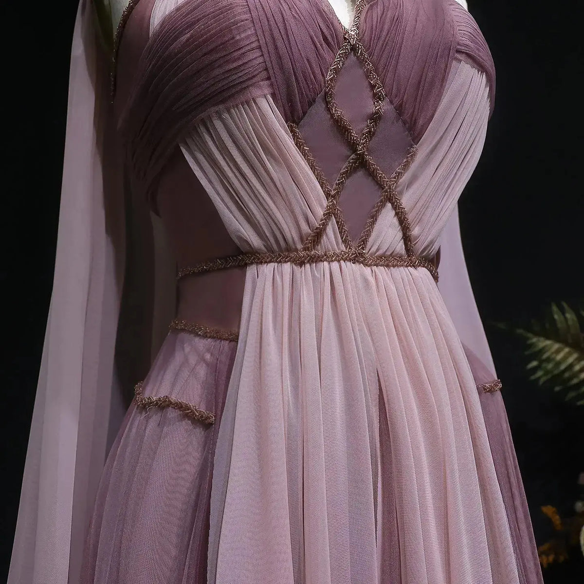 Glamorous Trendy Ombre Pink Evening Dress with Cape SS309 